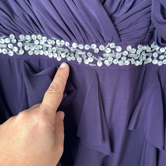 Dressbarn Collection Women Purple Sequin Flowy Cocktail Party Dress Plus Size 16 - Picture 8 of 16